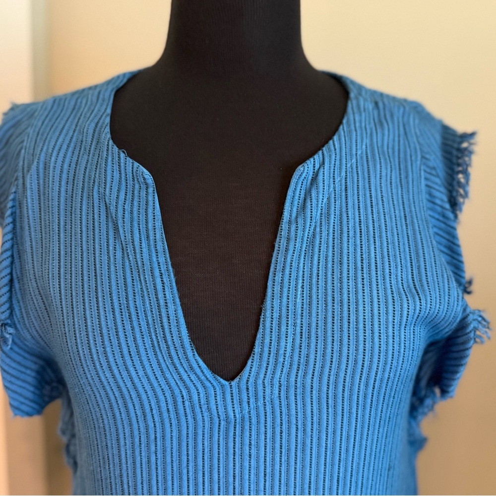 Maven West Blue Ribbed Ruffled Tunic - Picture 5 of 8